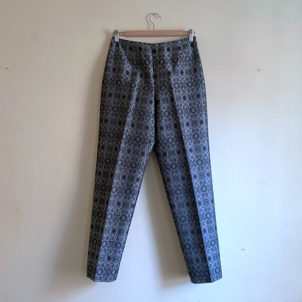 Vintage 100% Silk Gray/Black Cigarette Ankle Pants by Ann Taylor Womens Size 4 J